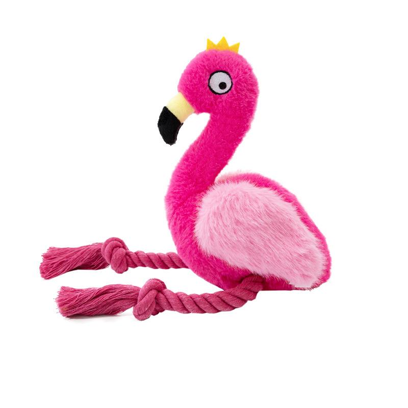 New Pet Toy - Plush Flamingo Puzzle-activated Tug-of-war Interactive Cotton Rope Dog Toy