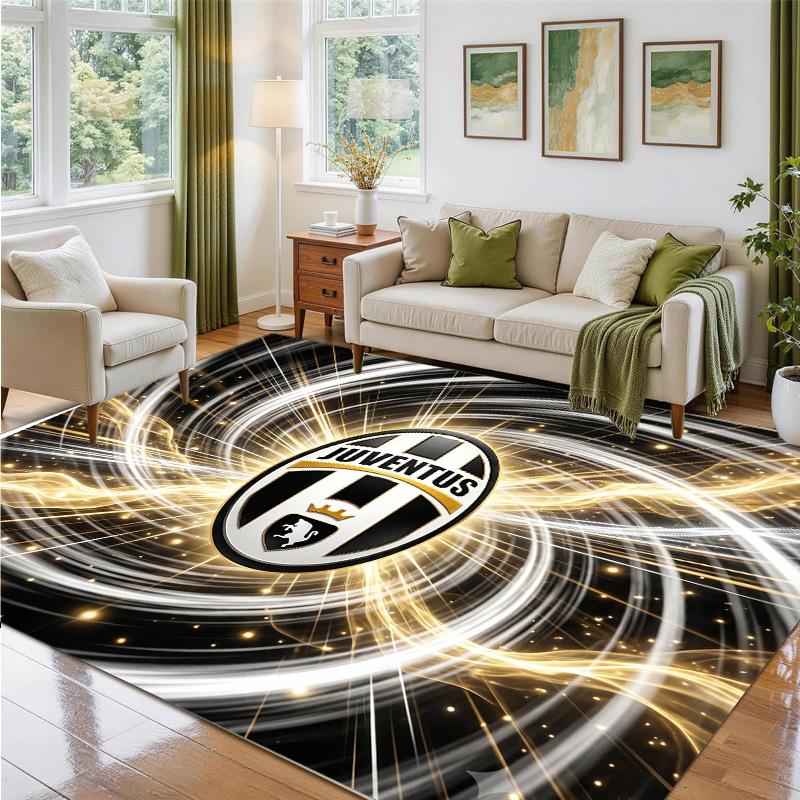 Juventus FC Design Crystal Velvet Rug Soft Decorative Mat for Bedroom Entrance