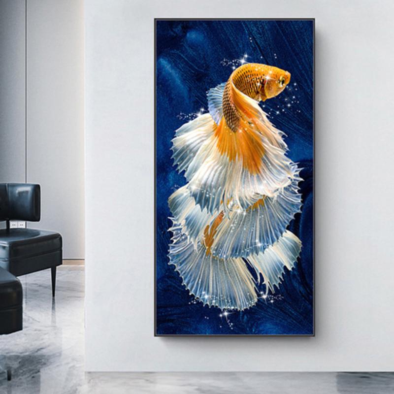 Nine Red Koi Landscape Oil Painting Canvas Poster Home Decor Modern Wall Art Picture HD Print Interior Decoration Printmaking