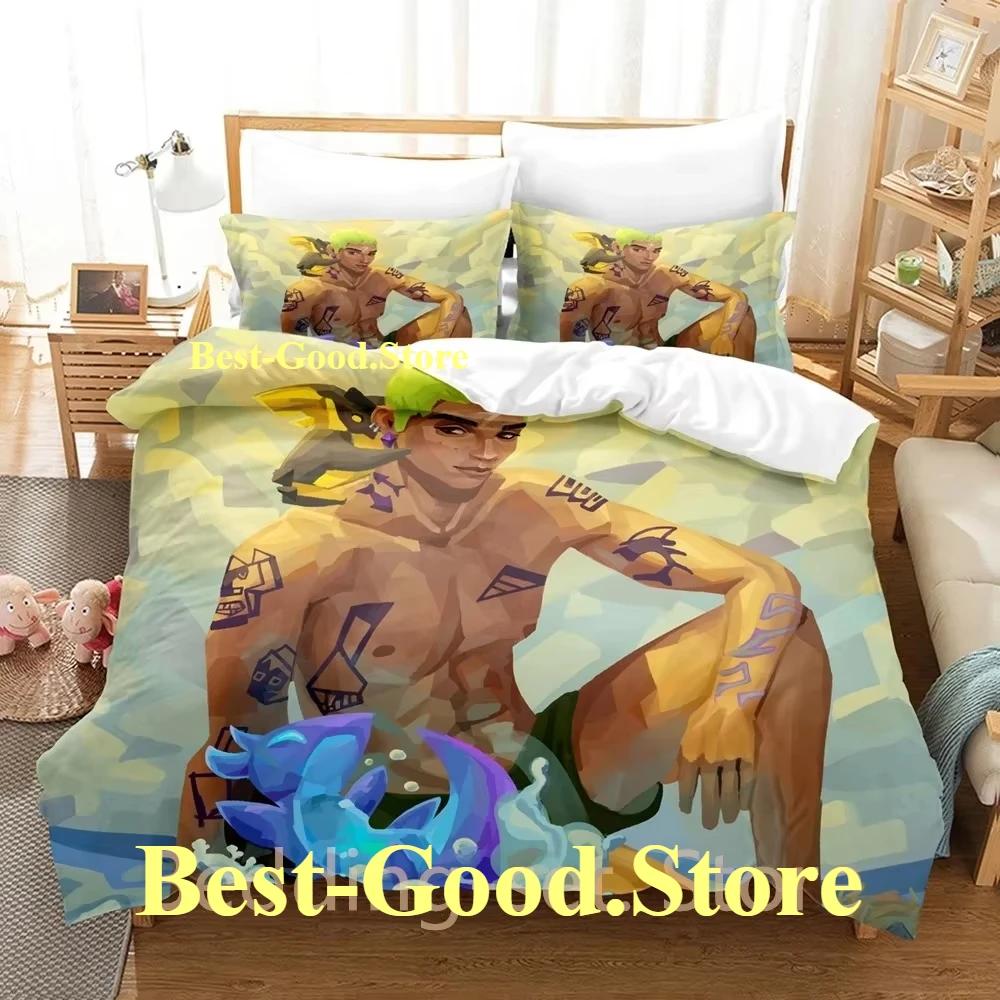 

GEKO VALORANT Beding Set Single Twin Ful Quen King-Sized Dimensionsd Dimensions Bed Linen Set Adult People Kid Bedrom Duvetcover Sets 3D Anime Bed 135*200cm Eu-Single