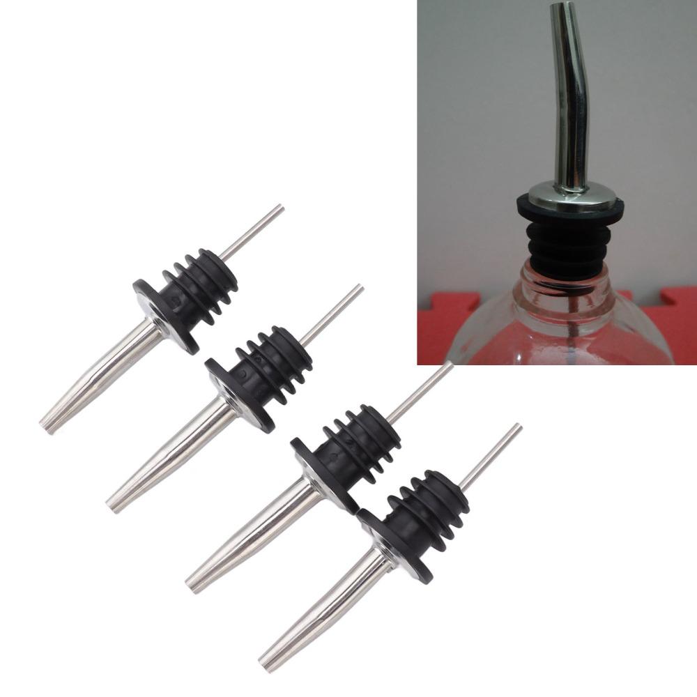 5pcs Tapered Spouts Bottle Pourers Stainless Steel Wine Spout Liquor Pour Spout  Bar Supplies