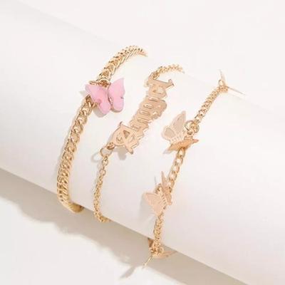 Fashion Multilayer Cute Butterfly Anklets Bracelets for Women Bohemian Simple Anklet Gold Color Chain Ankle Bracelet On Leg
