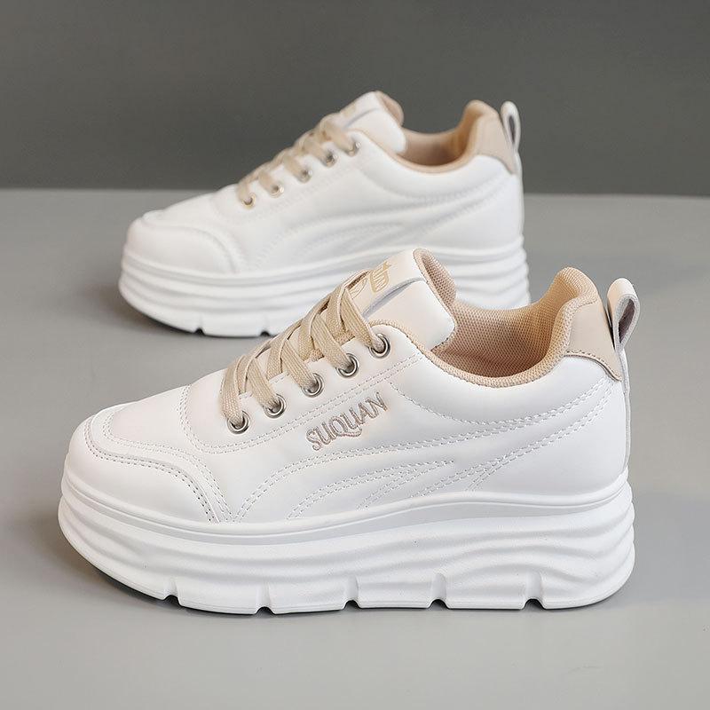 New Board Shoes Solid Color Summer Trendy White Shoes Thick Soled Interior Height Increasing Casual Shoes Student Shoes
