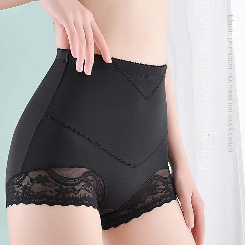 

Seamless Shapewear Women High Waist Panties with Hip Pads Breathable Lace Push Up Underwear Female XL чёрный
