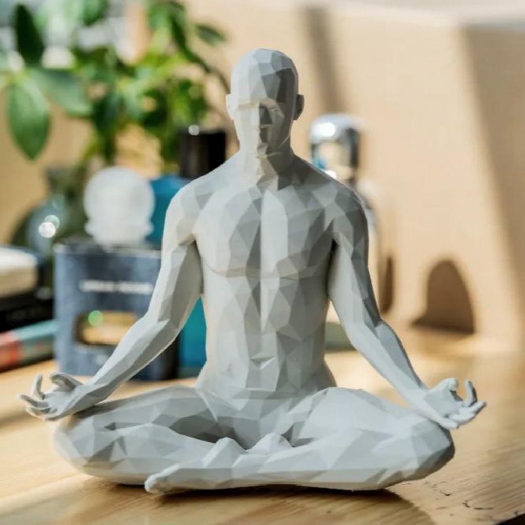 3D Yoga Pose Figurine – Male Plastic Desktop Ornament for Home & Office Decor