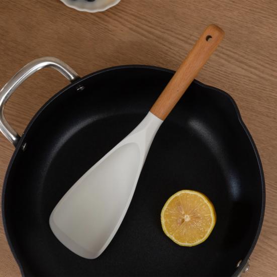 Silicone Cooking Spoon Heat Resistant Nonstick Kitchen Utensils 3 in 1 Spatula Spoon Stir Scoop Serve with Ease Ergonomic Handle Easy to Clean Ideal