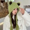 Cute frog knitted wool hat winter ear hat winter girl warm Lei Feng hat versatile student headgear