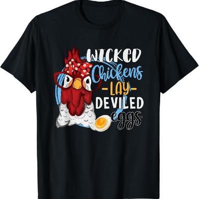 Camiseta Engraçada Amantes de Frango Galinhas Malvadas Botam Ovos Recheados