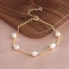 14K Gold Plated Irregular Freshwater Pearl Strand Bracelet For Women Girls Casual Jewelry Accessory