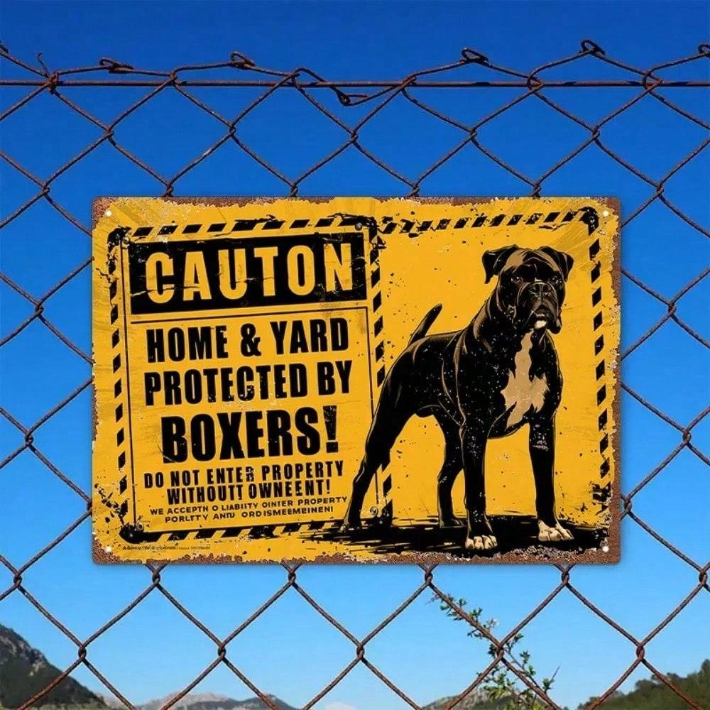 Metal Wall Art Vintage Boxer Dog Poster for Home Bar Garage Decor