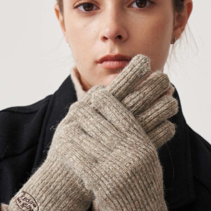 RECLOW KNIT LOGO GLOVE OATMEAL