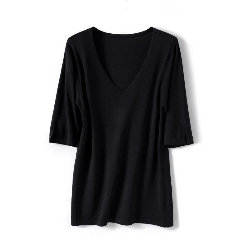 

2025 Spring Korean Style Loose Fit Versatile Solid Color Casual T-Shirt 3XL чорний
