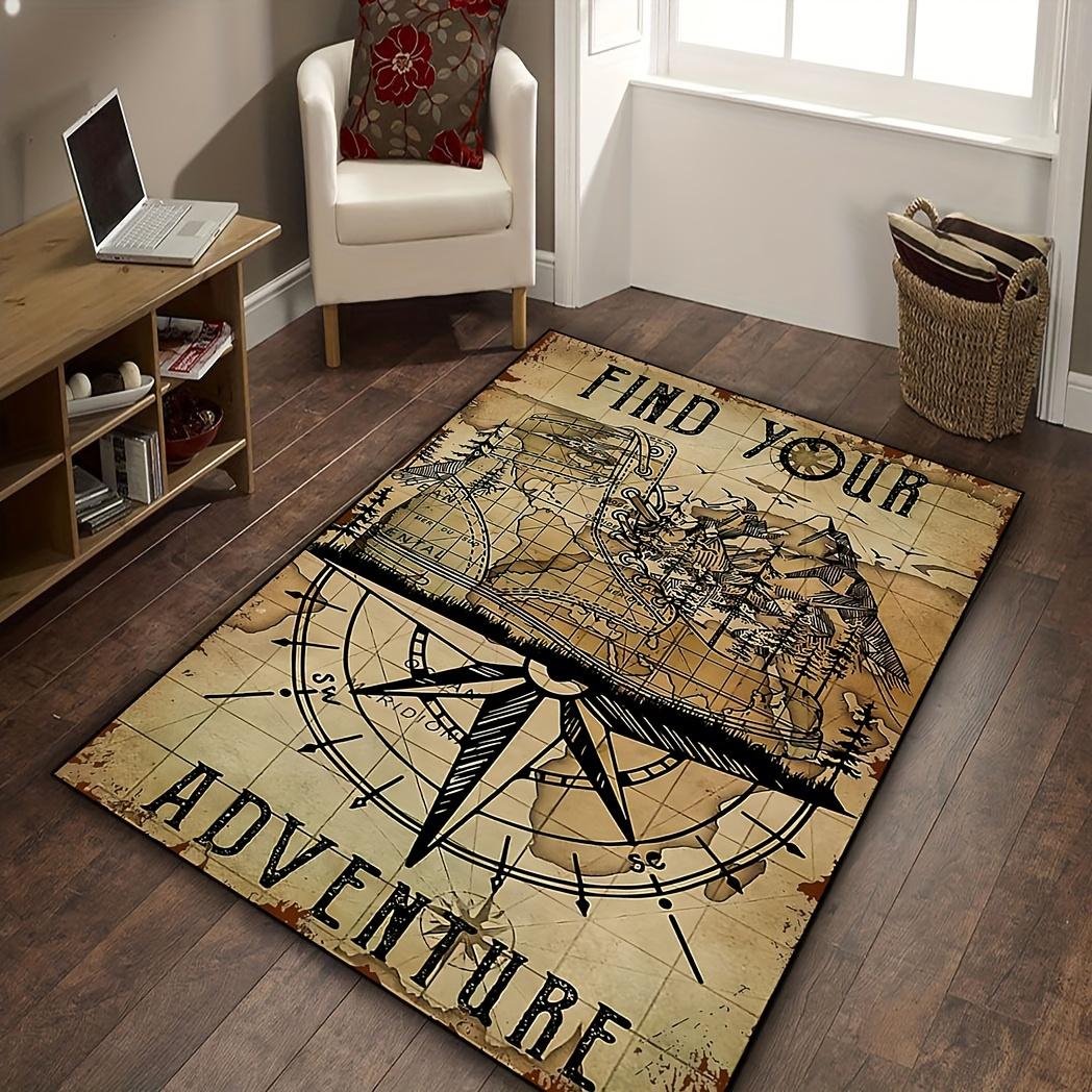 

Compass Pattern Area Rug - Durable Indoor/Outdoor Mat for Living Room, Bedroom, Hotel Decor, Party Design 50x80cm