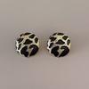 Leopard Print Round Earrings Trendy Red Dripping Oil Ear Studs Fashion Jewelry Accessories for Teens and Adults