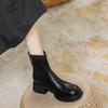Hong Kong mote støvletter i mykt skinn dame høst og vinter nye tynne støvletter komfortable allsidige plattformstøvletter dame
