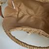 Single-shoulder Bag Fashionable Frame Knitted Hand Paper Rope Simple Curved Leather Buckle Handle Small Round Female