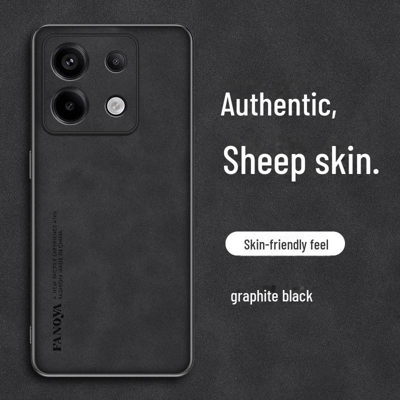 Redmi Note 13 Pro Sheepskin Leather Phone Case - Lambskin, Anti-Fall Protective Shell