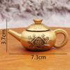 Brass Gold Mahjong Teapot with Red Rope Handle