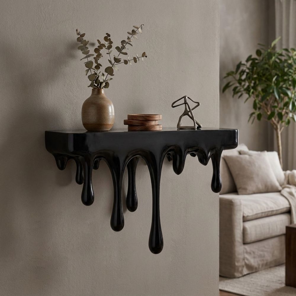 Plastic Drip Floating Shelf 3D Printed Wall-Mounted Display Stand Home Decoration
