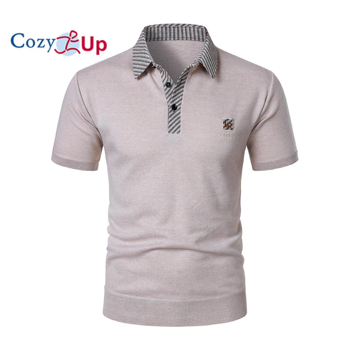 

Мужская летняя полосатая рубашка поло с коротким рукавом, трикотаж с пуговицами, бежевые и серые полосы, мягкая полиэстеровая смесь, легкая и дышащая для гольфа или тенниса XL хаки