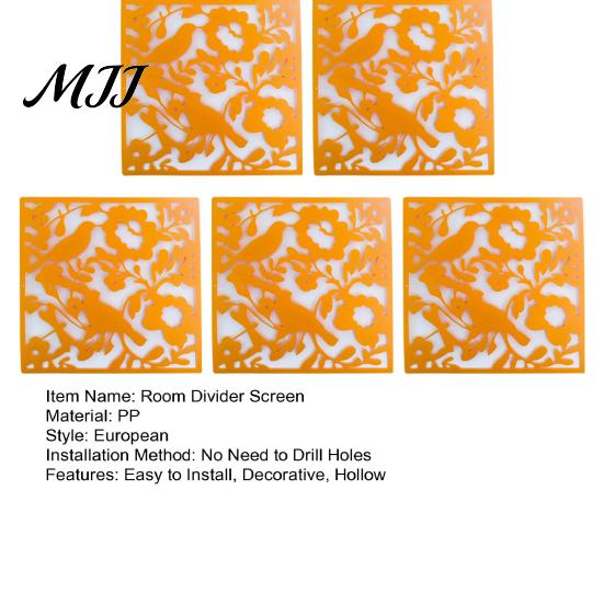 Hanging Partition Panel 5Pcs Room Divider Panel, Hollow Flower Butterfly Bird Wall Screen, Decor Square Decorative for Home Living