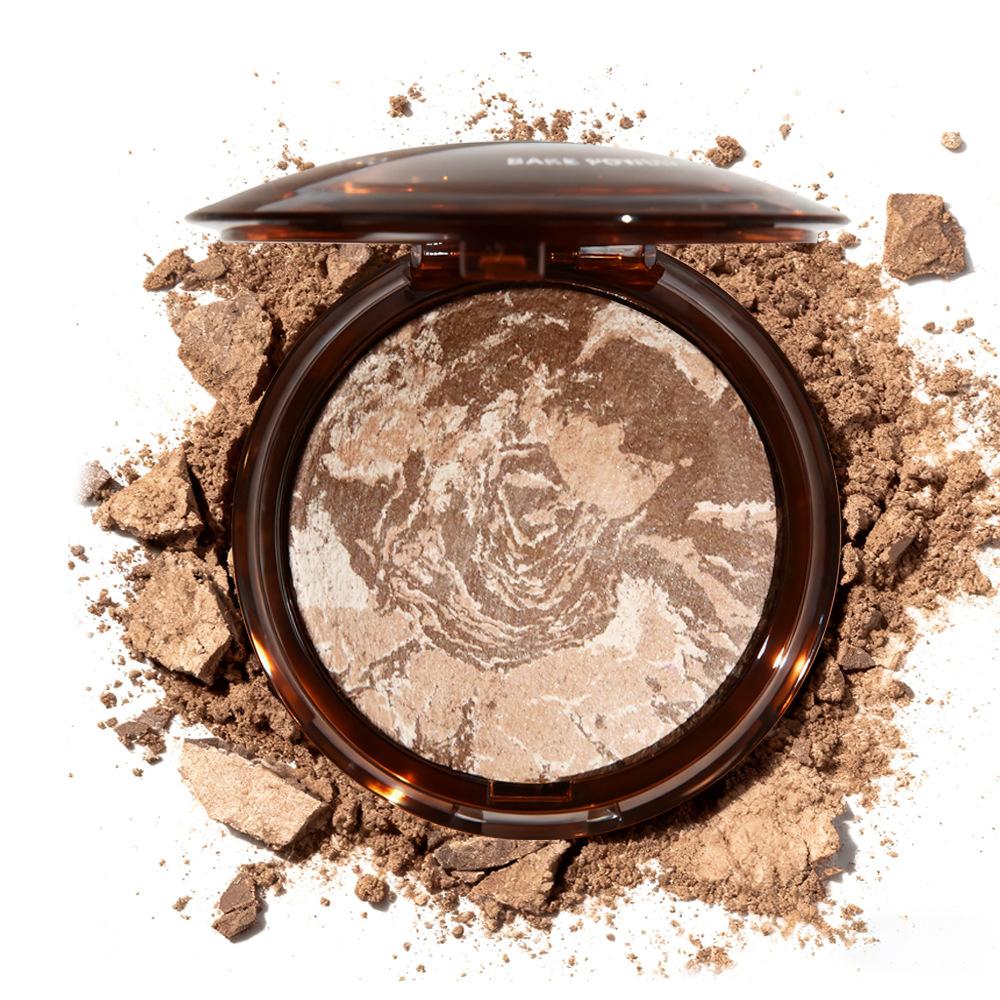 Marmor-Finish-Puder - Fixierpuder mit Öl-Kontrolle & Schimmer-Highlighter für Face Contouring, Natürlich Matt & Glow