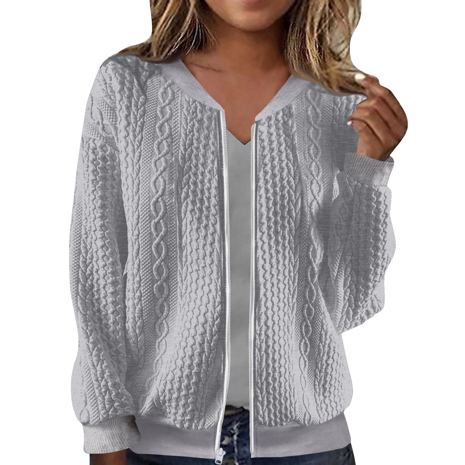 

Женское повседневное пальто Comfort с застежкой-молнией и воротником-стойкой, однотонная блузка с длинным рукавом, куртка M серый