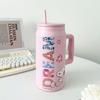 Snoopy Large-Capacity Insulated Cup, Giant Ice Cup, High-Value Student Water Bottle with Handle and Straw, Portable