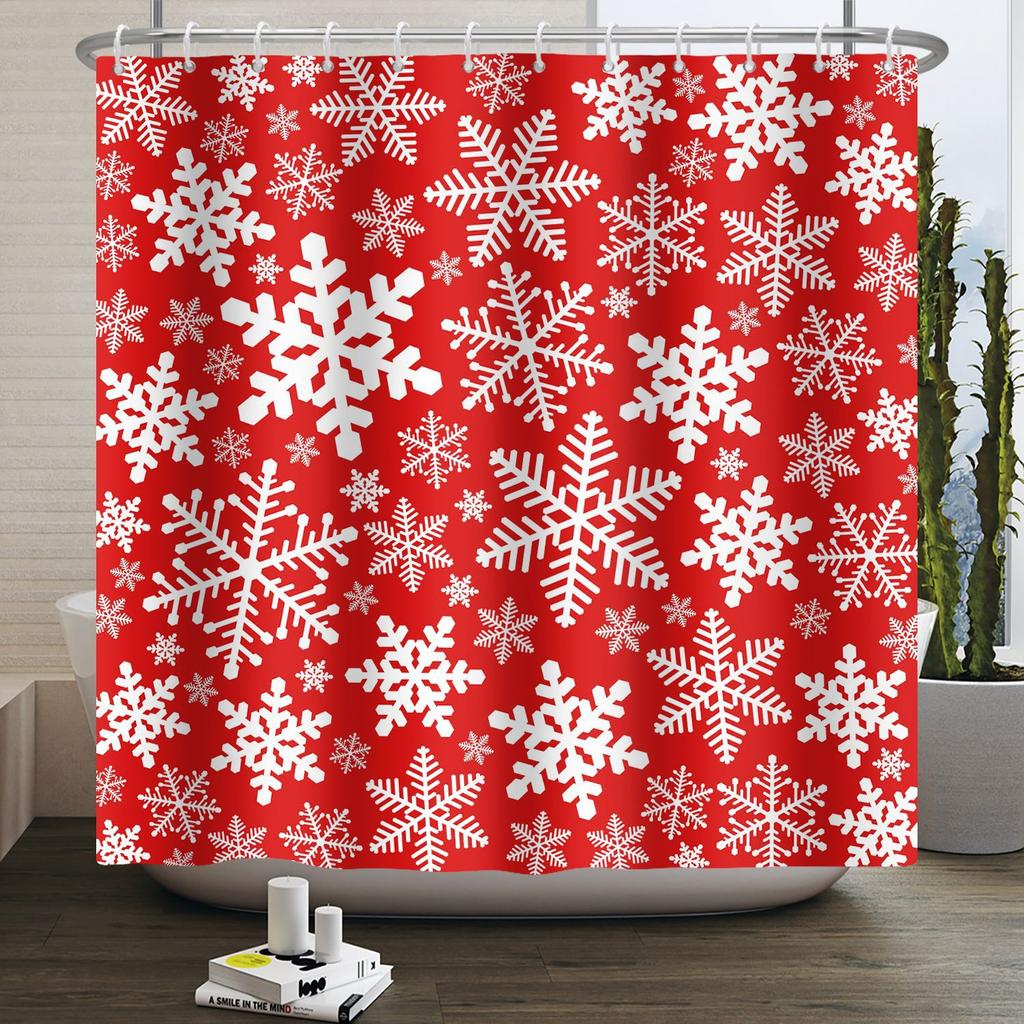 1/3/4pcs Navidad Merry Christmas 3D Printing Shower Curtain Polyester Waterproof Green Festival Accessories For Bathroom Decor