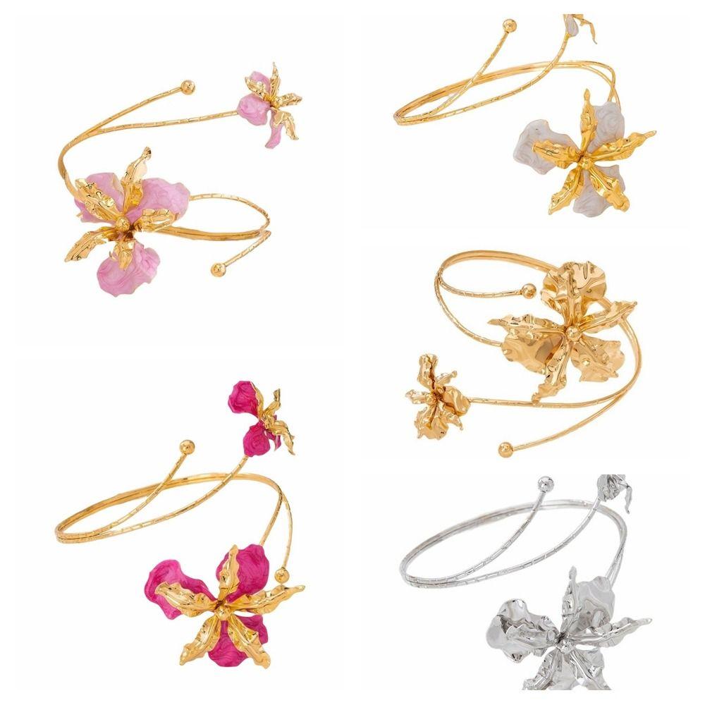 Floral Butterfly Orchid Bracelet Adjustable Flower Armband Fairy Open Arm Bangle  Gift