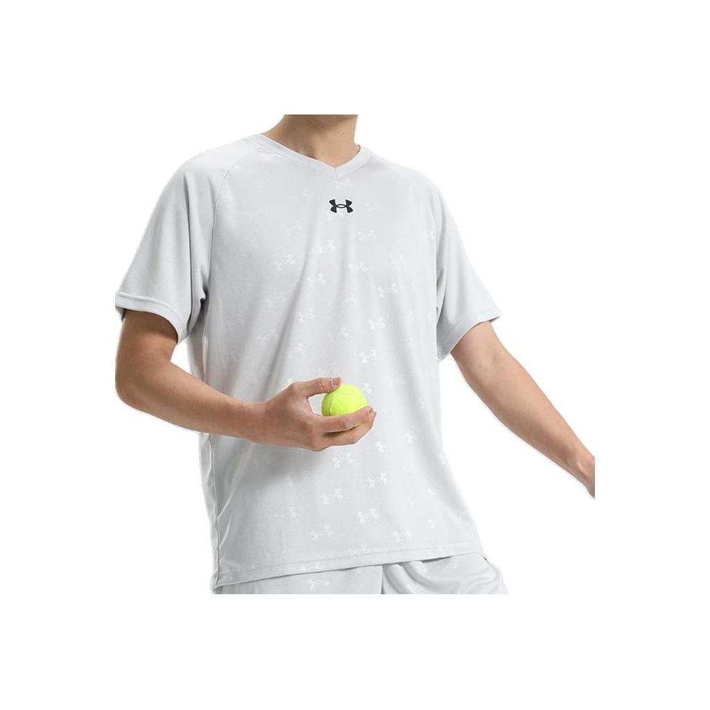 Under Armour Loose Fit V-Neck Short Sleeve T-Shirt Unisex Tops Light-Gray 21500531-009