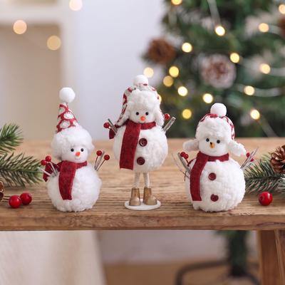 Festive Plush Snowman Doll Ornament for Home Decor