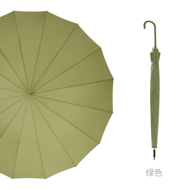 Long-handled anti-wind umbrella, large 16-bone literary woman, light and easy to carry, anti-wind umbrella characters