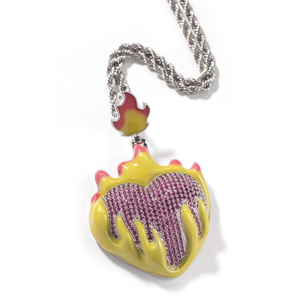 

European-American Hip-Hop Luminous Heart Pendant Necklace