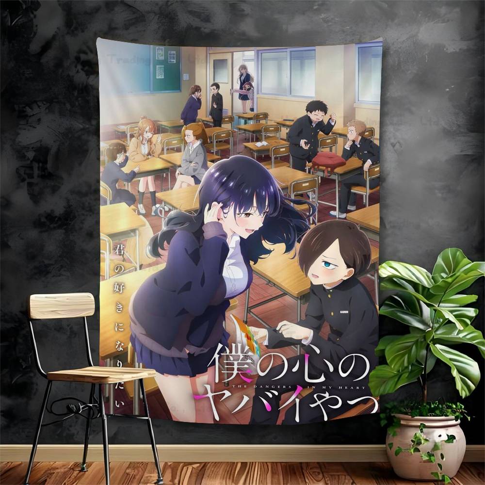 Dangers In My Heart Anime Tapestry Hanging Tarot Hippie Wall Rugs Dorm Home Decor