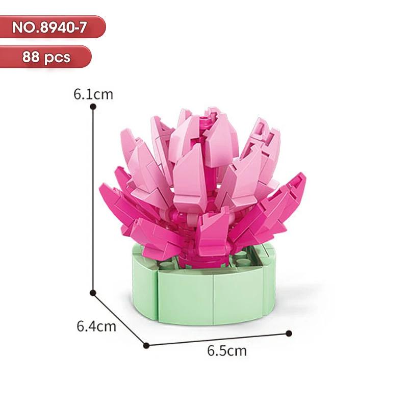 New Flowers Succulents Building Blocks Everlasting Bonsai Tree Gardens Romantic Girls Bricks Potted Plants Hot Model Kids Toys