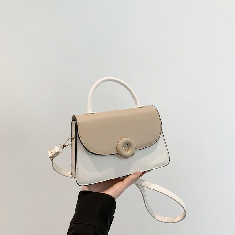 Trendy Street Style Small Square Shoulder Bag For Women 2024 Pure Color Pu Leather