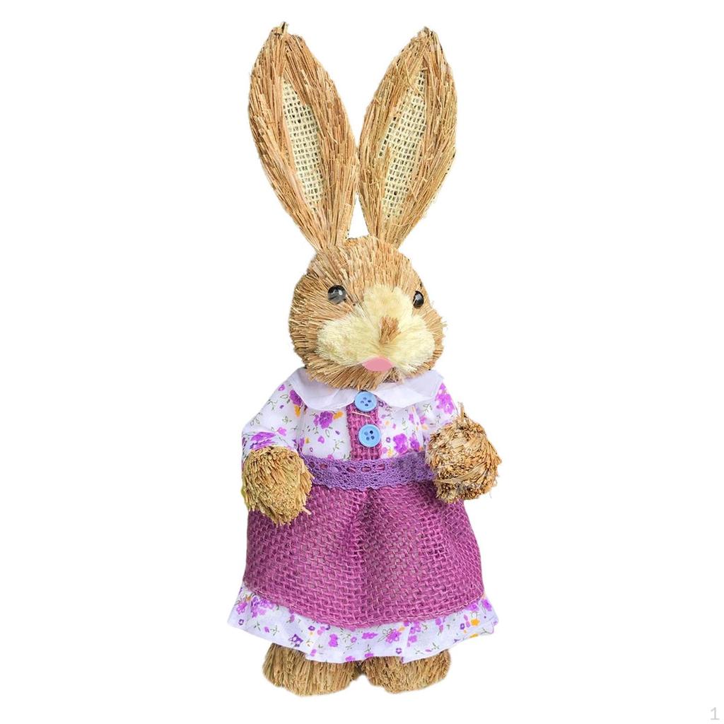 Bunny Figurine Artificial Animal Model Sculpture Doll Statue for Kitchen Easter Day Tabletop Party