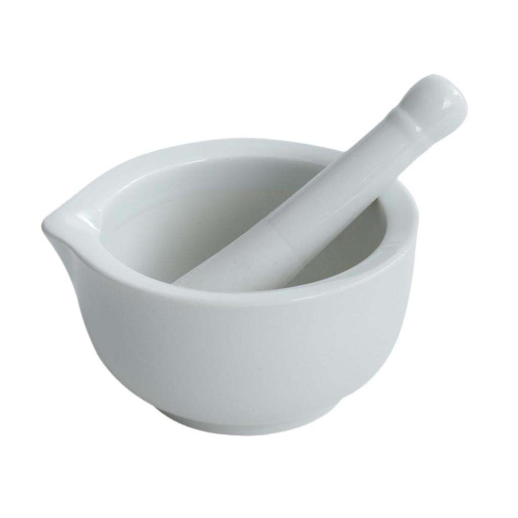 Pottery Grinding Bowl Manual Tool Sturdy Jar for Fruits Rice Garlic White