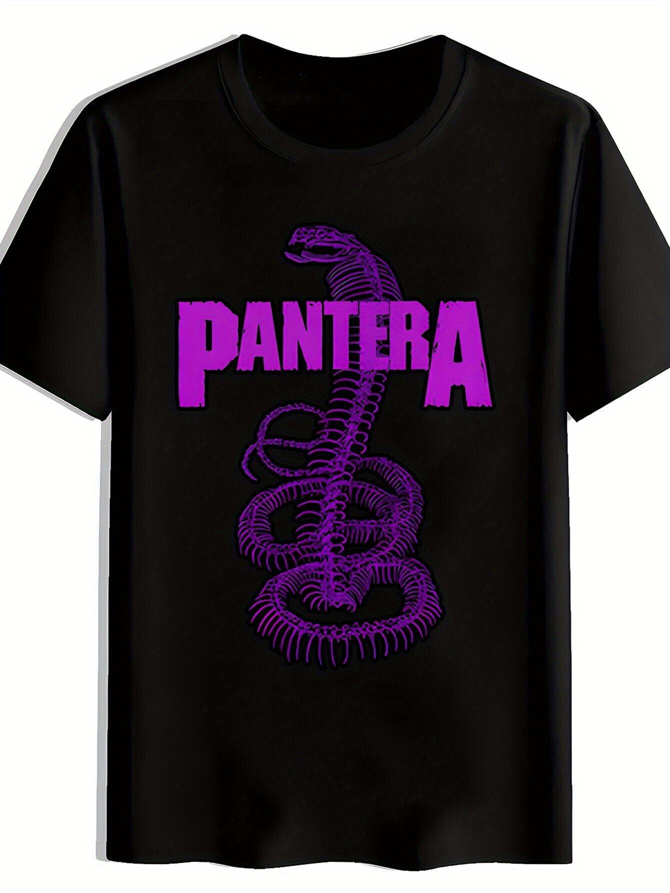 Retro Rock Band Graphic T-shirt - Pantera Snake Design M