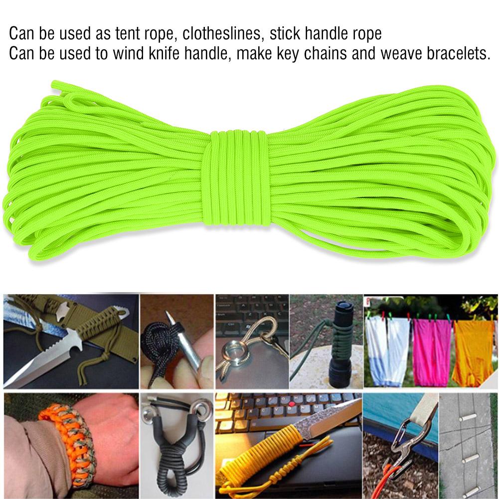 31m Reflective Multi Functional Paracord Lanyard 7 Strand Core Rope for Camping Hunting Green