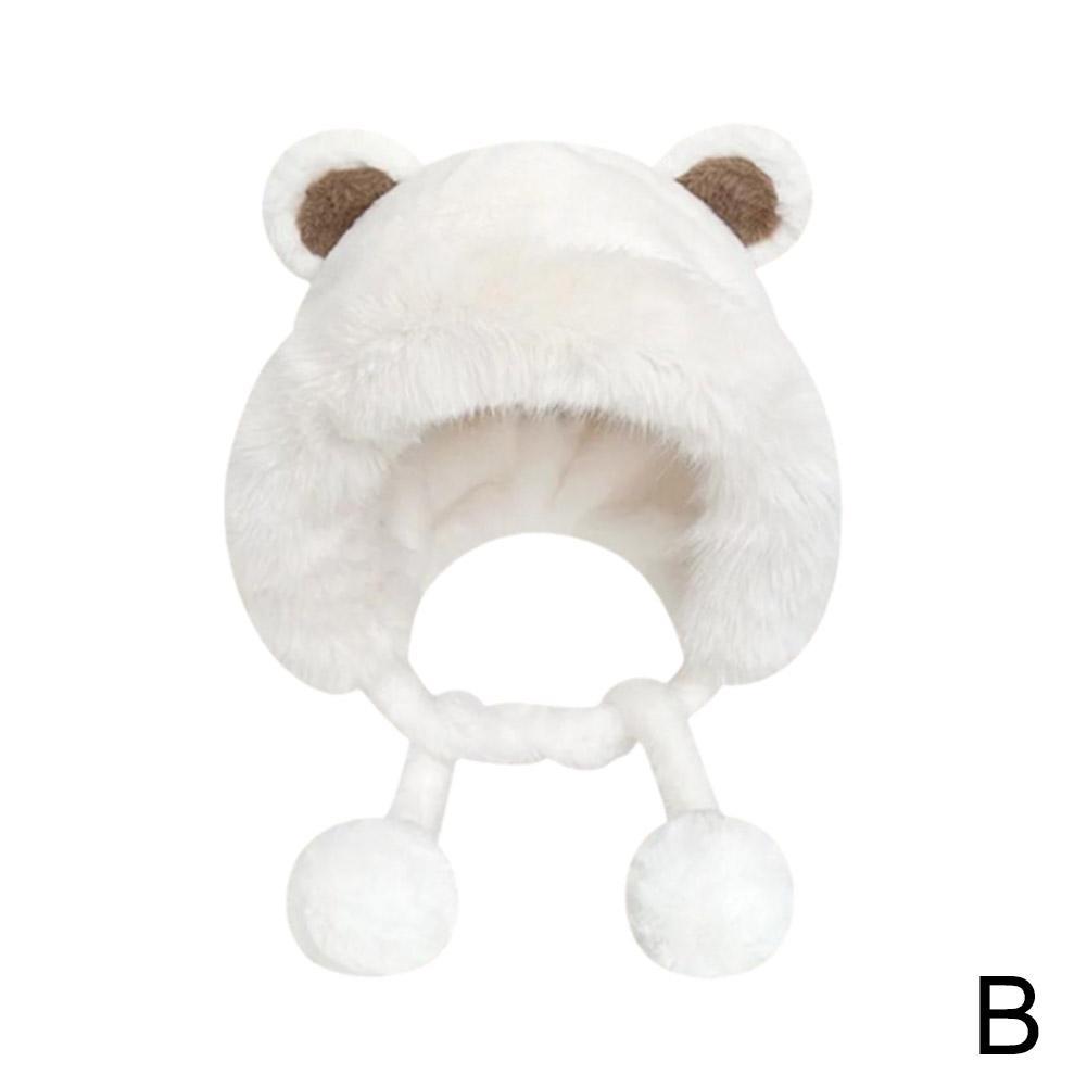 Cute Bear Ears Hat Winter Warm Caps Fashion Korean Style Plush Fisherman Hat Windproof Cold Protection Outdoor Cycling Fishing