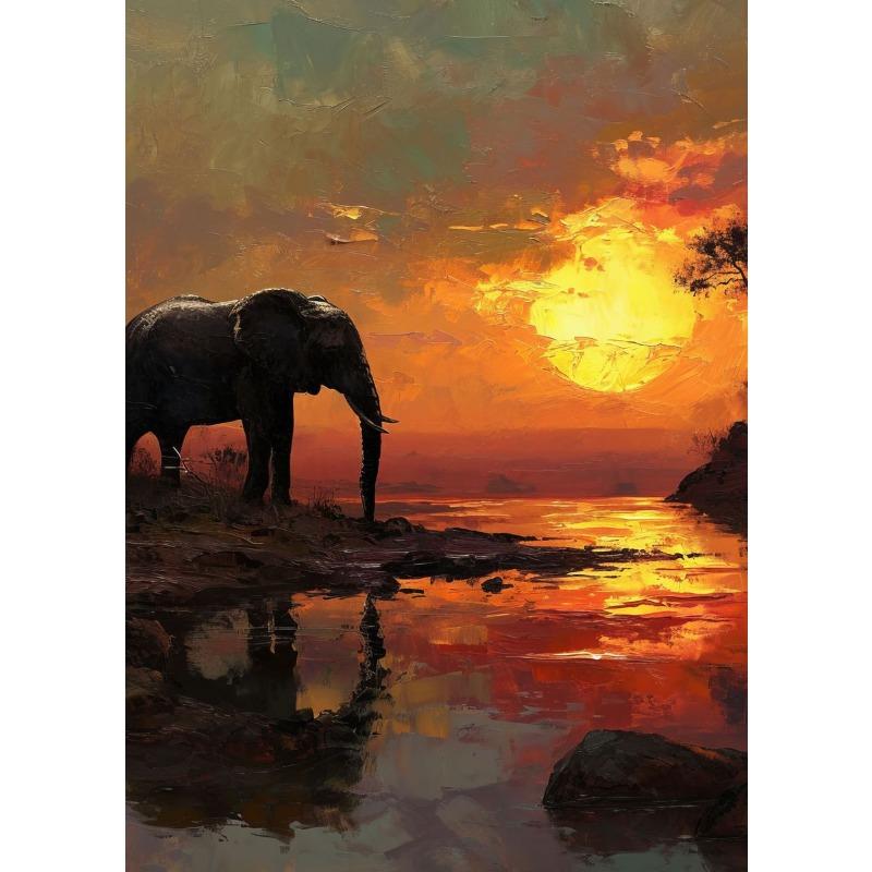 Wildtiere Zwei Hirsche Elefant Schwan Wal Wandkunst Leinwand Ölgemälde Poster und Drucke Wandbilder für Wohnzimmer Heimdekoration