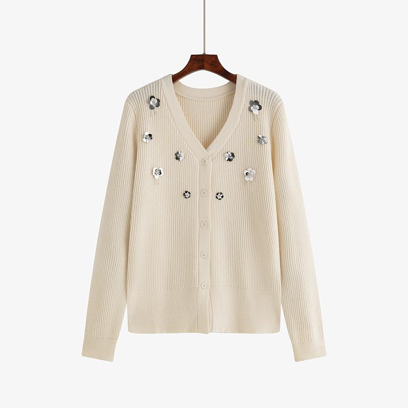 

Женский кардиган свободного кроя с трехмерным цветочным узором больших размеров Design Sense XXXL абрикосовый