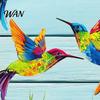 2D Acrylic Bird Art 4 Pcs Hummingbird Wall Colorful Garden Birds Sculpture Outdoor Fence Nature-inspired Decoration Hanging Ornaments for Yard Living