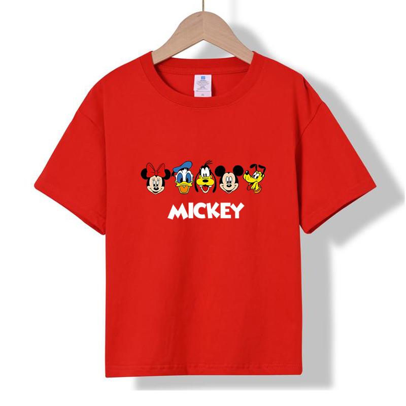 MC-91 MINISO 2026 Summer Disney Mickey & Friends Kids 100% Cotton T-Shirt Boys Girls Short Sleeve Casual Top
