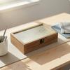 Desktop Storage Box Metal Latch Wood Rustic for Desk, Office Rectangle Large