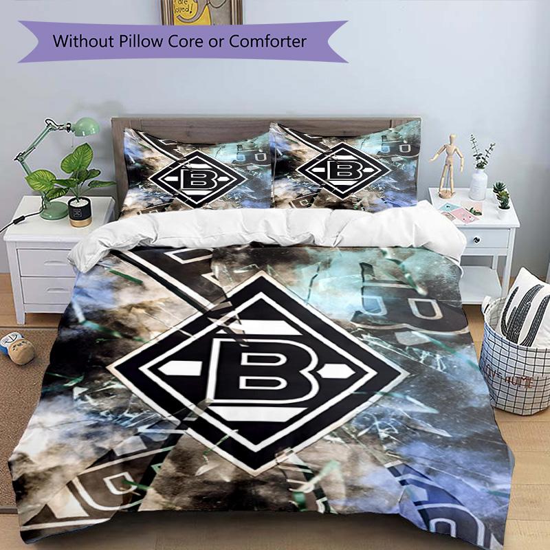 3pcs Duvet Cover Set (1*Duvet Cover + 2*Pillowcase, Without Core), Borussia Monchengladbach Print Bedding Set, Bedroom Decor, All‑Season, Birthday Gif