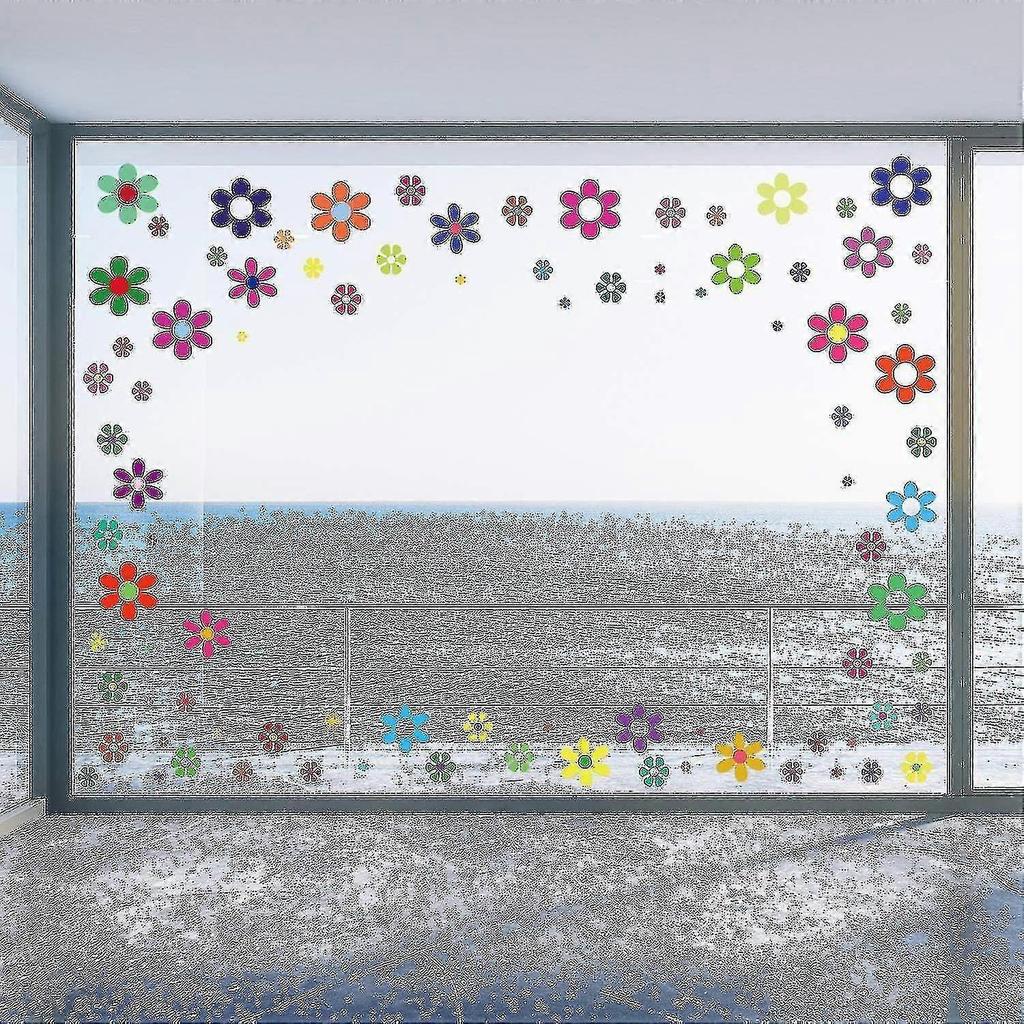 60s hippie themed party stickers, 96pcs car flower stickers, colorful daisy stickers, vinyl vintage flower decals, colorful hippie decals - RiRi