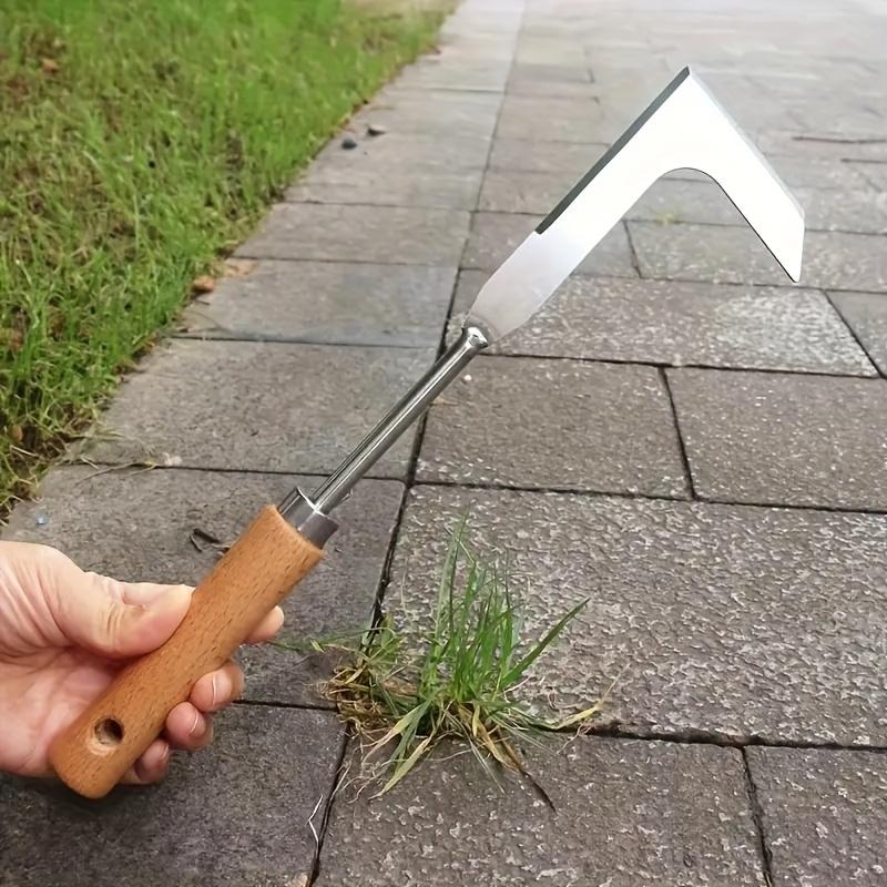 [Strumento per Sarchiatura Robusto] 1 pezzo di Sarchiatore per Fessure in Metallo Robusto con Manico Ergonomico in Legno | Tagliaerba Manuale per Bordi Strada